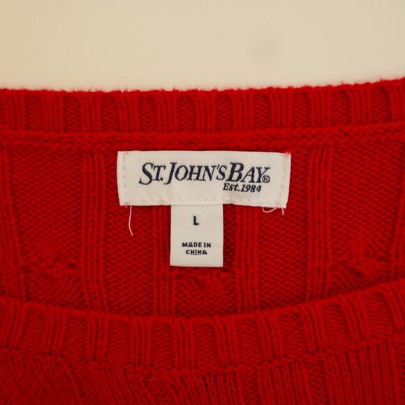 St. John's Bay Red Ribbed‎ Cotton Scoop Neck Sweater Large Cotton Nylon - Picture 7 of 8